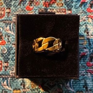 Gold Plated Stainless Steel Chain-Link Band Ring - NEW (7)
